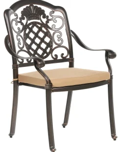 Set da pranzo da giardino 4 posti SALENTO con cuscini Metallo Marrone scuro
