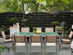 Set da pranzo da giardino 8 posti GROSSETO Vetro incrinato Trasparente/Beige