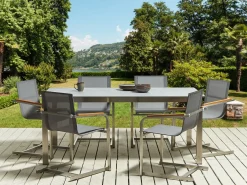 Set da pranzo da giardino 6 posti COSOLETO Vetro temperato Grigio