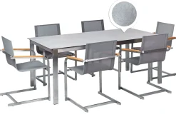 Set da pranzo da giardino 6 posti COSOLETO Vetro temperato Grigio