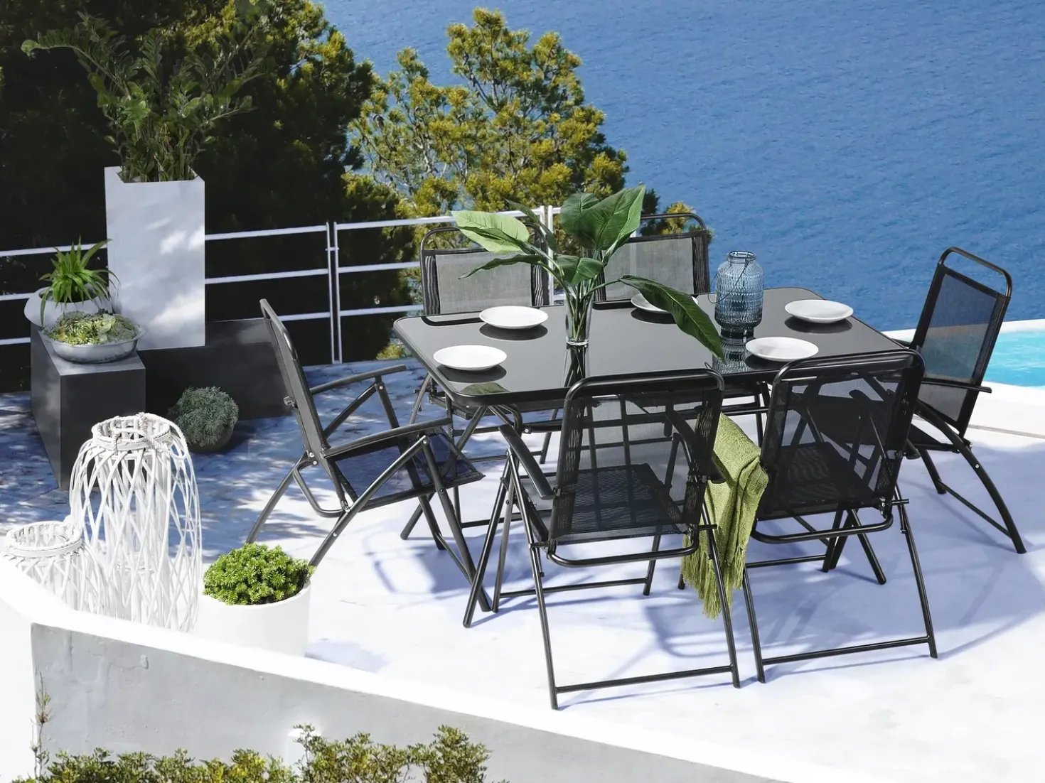 Set da pranzo da giardino 6 posti LIVO Metallo Nero
