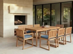 Set da pranzo da giardino 8 posti SASSARI PREMIUM Legno di acacia certificato Blu