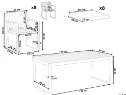 Set da pranzo da giardino 8 posti SASSARI PREMIUM Legno di acacia certificato Blu