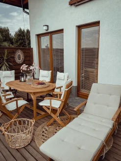 Set da pranzo da giardino 8 posti MAUI con cuscini Legno d'acacia Bianco sporco