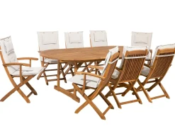 Set da pranzo da giardino 8 posti MAUI con cuscini Legno d'acacia Bianco sporco