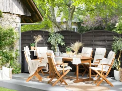 Set da pranzo da giardino 8 posti MAUI con cuscini Legno d'acacia Bianco sporco