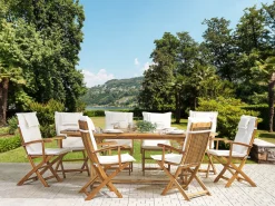 Set da pranzo da giardino 8 posti MAUI con cuscini Legno d'acacia Bianco sporco