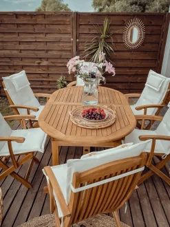 Set da pranzo da giardino 8 posti MAUI con cuscini Legno d'acacia Bianco sporco