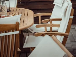 Set da pranzo da giardino 8 posti MAUI con cuscini Legno d'acacia Bianco sporco