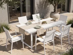 Set da pranzo da giardino 6 posti VALCANETTO/BUSSETO Metallo Bianco