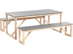Set da pranzo da giardino con panche NOTTERI Cemento Grigio