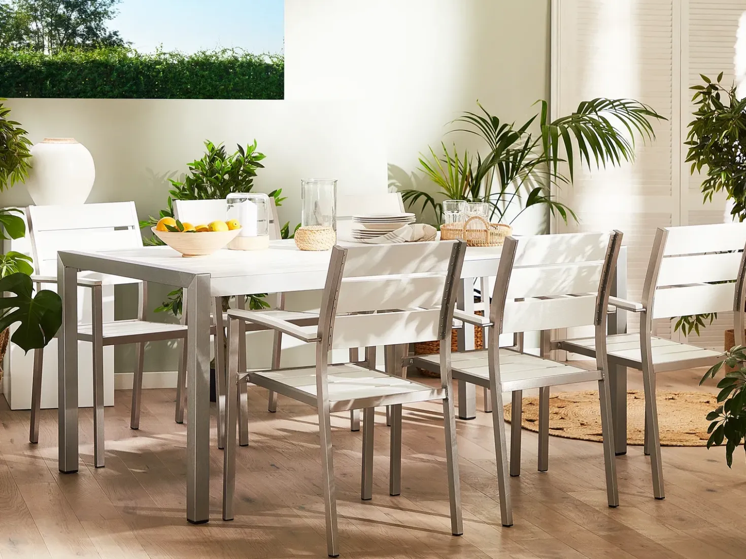 Set da pranzo da giardino 6 posti VERNIO Bianco
