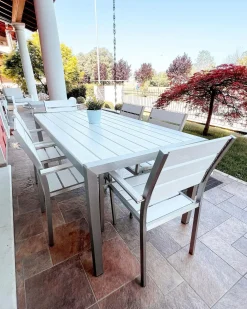 Set da pranzo da giardino 6 posti VERNIO Bianco
