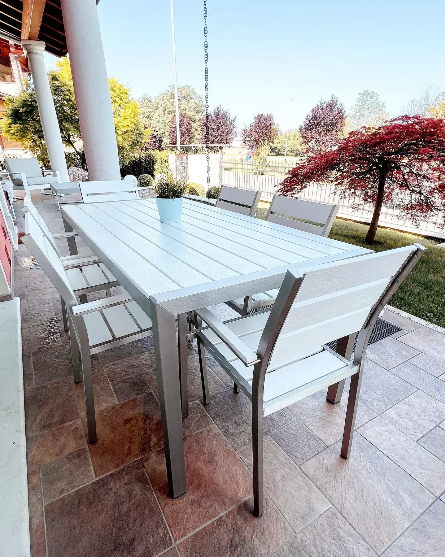 Set da pranzo da giardino 6 posti VERNIO Bianco