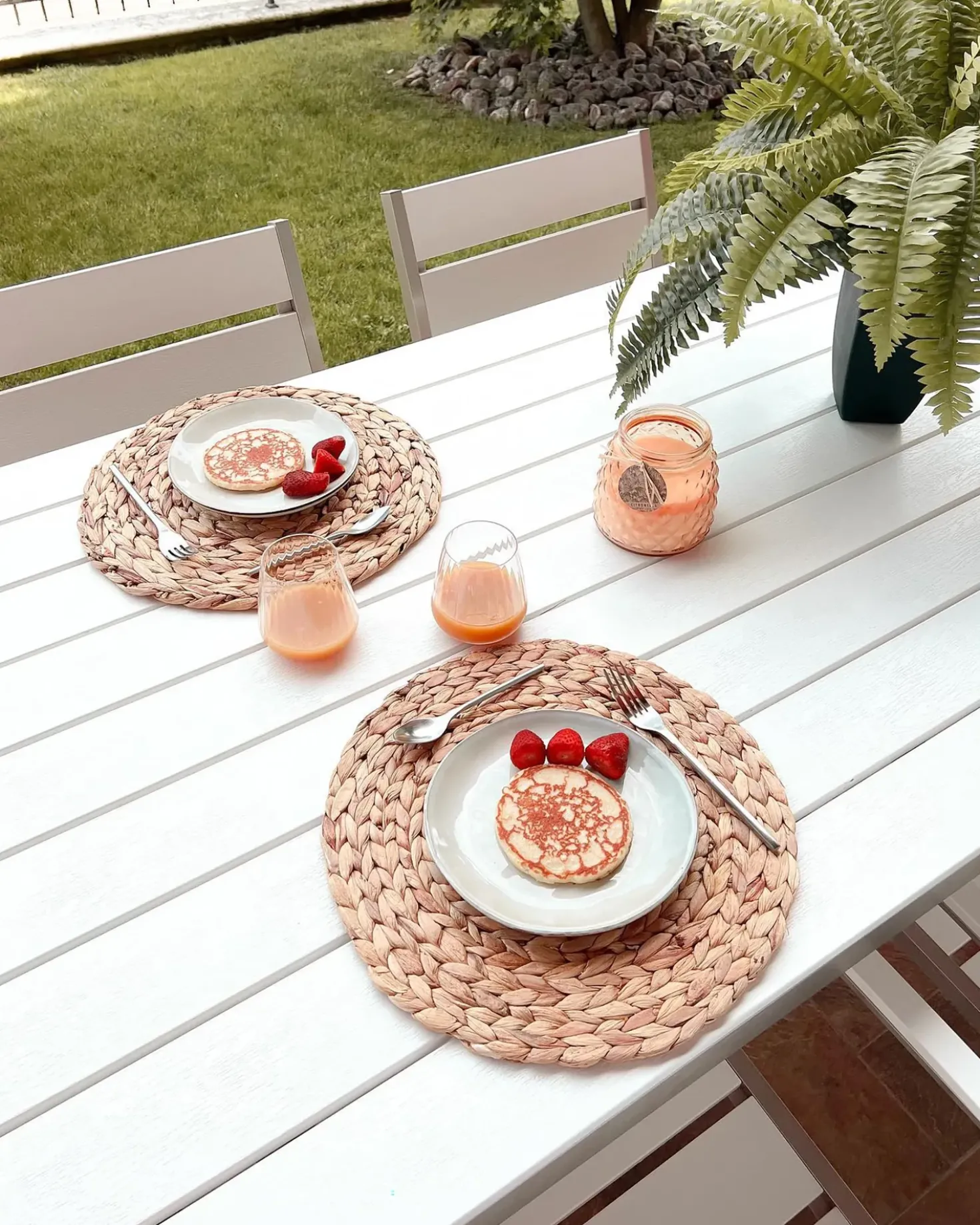 Set da pranzo da giardino 6 posti VERNIO Bianco