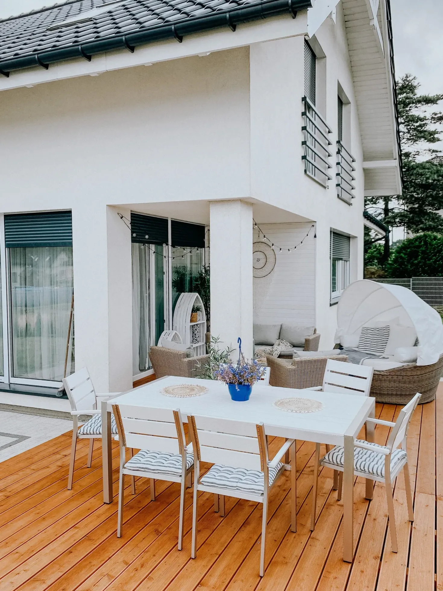 Set da pranzo da giardino 6 posti VERNIO Bianco