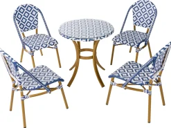 Set da pranzo da giardino 4 posti RIFREDDO Rattan sintetico (PE) Blu