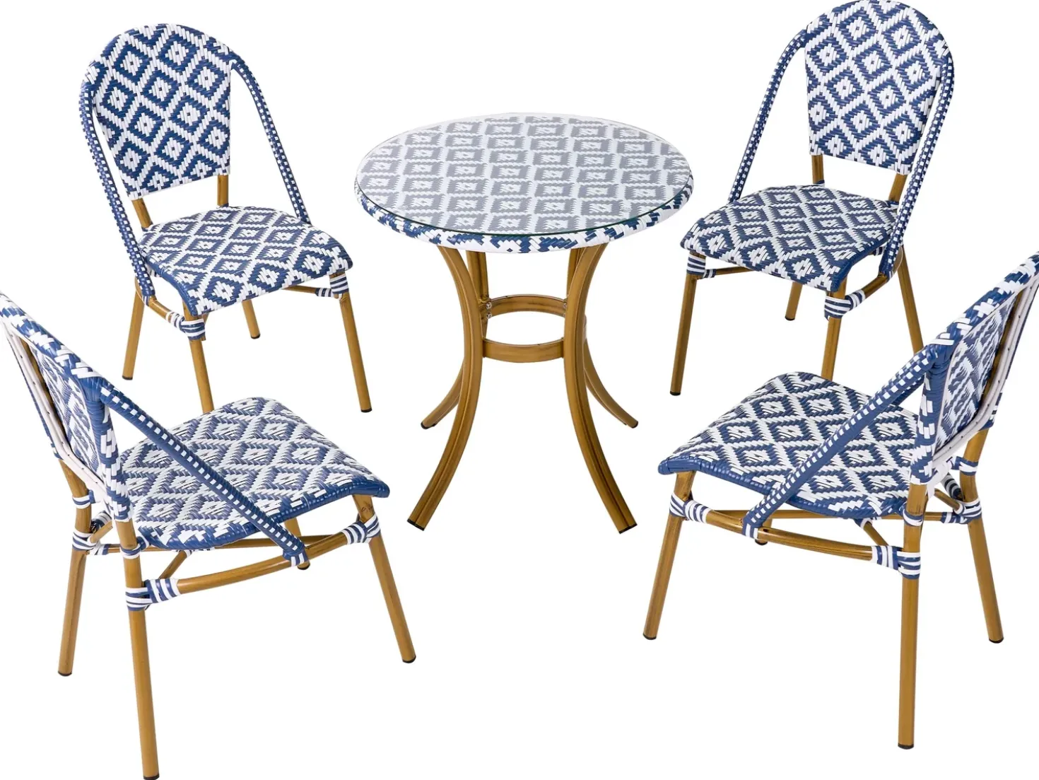 Set da pranzo da giardino 4 posti RIFREDDO Rattan sintetico (PE) Blu