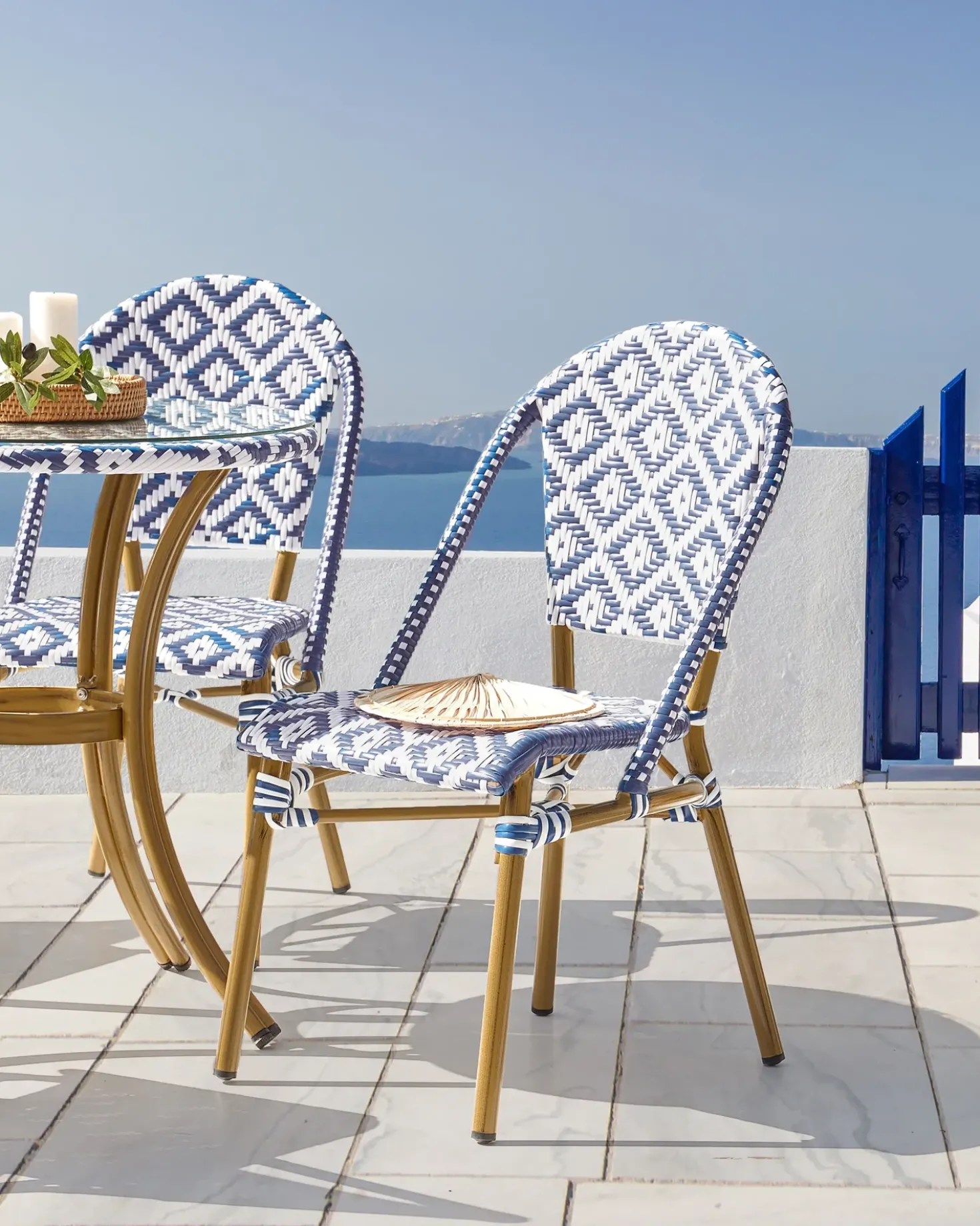 Set da pranzo da giardino 4 posti RIFREDDO Rattan sintetico (PE) Blu