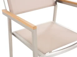 Set da pranzo da giardino 6 posti GROSSETO Piastra tripla Granito Lucido Grigio/Beige