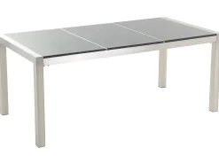 Set da pranzo da giardino 6 posti GROSSETO Piastra tripla Granito Lucido Grigio/Beige
