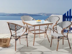 Set da pranzo da giardino 4 posti CASPRI Rattan sintetico (PE) Nero/Bianco