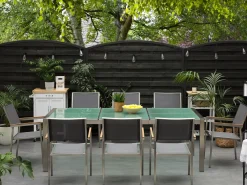 Set da pranzo da giardino 8 posti GROSSETO Vetro incrinato Trasparente/Grigio