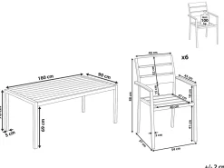 Set da pranzo da giardino 6 posti VERNIO Nero/Argento