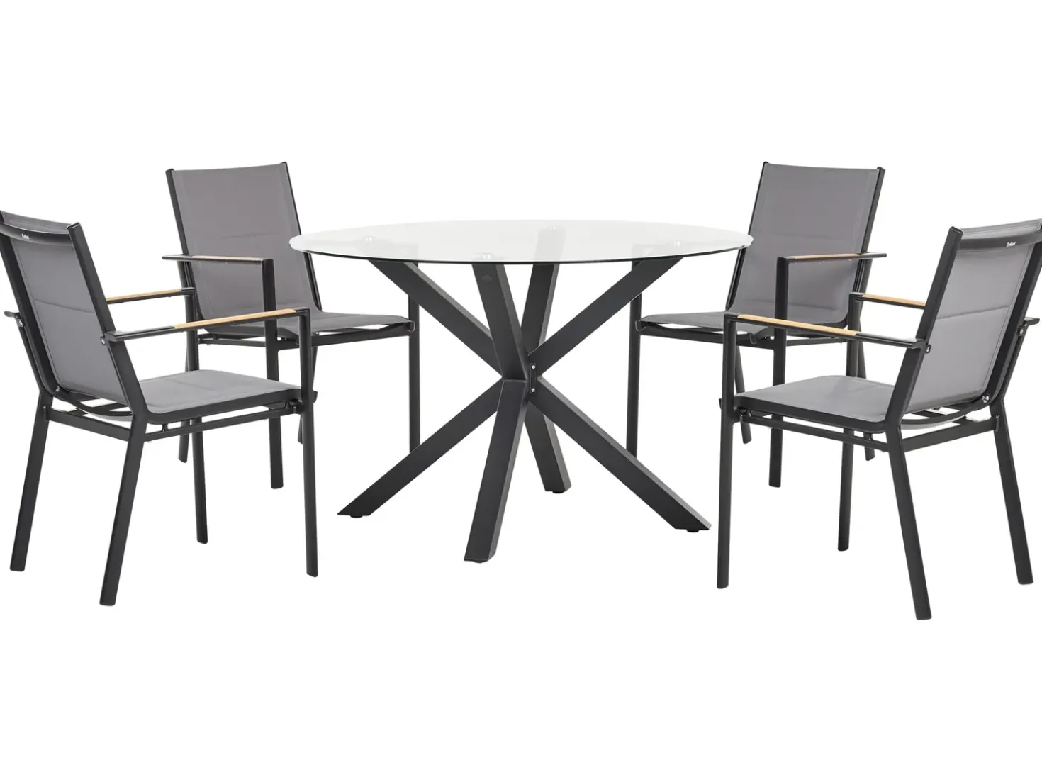 Set da pranzo da giardino 4 posti MALETTO/BUSSETO Vetro Nero