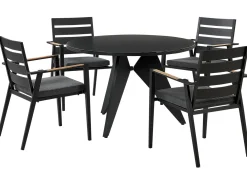 Set da pranzo da giardino 4 posti OLMETTO/TAVIANO con cuscini Metallo Nero