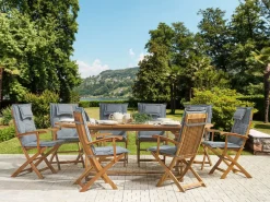 Set da pranzo da giardino 8 posti MAUI con cuscini Legno d'acacia Grigio