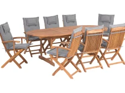 Set da pranzo da giardino 8 posti MAUI con cuscini Legno d'acacia Grigio