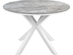 Set da pranzo da giardino 4 posti MALETTO/GROSSETO Metallo Effetto marmo Grigio/Bianco