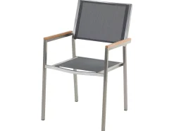 Set da pranzo da giardino 4 posti MALETTO/GROSSETO Metallo Effetto marmo Grigio/Bianco