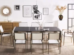 Set da pranzo da giardino 8 posti GROSSETO Piastra tripla Granito fiammato Nero/Bianco