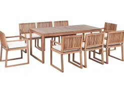 Set da pranzo da giardino 8 posti SASSARI II PREMIUM Legno di acacia certificato Bianco sporco