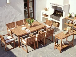 Set da pranzo da giardino 8 posti SASSARI II PREMIUM Legno di acacia certificato Bianco sporco