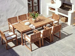 Set da pranzo da giardino 8 posti SASSARI II PREMIUM Legno di acacia certificato Bianco sporco