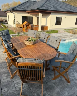 Set da pranzo da giardino 8 posti MAUI con cuscini Legno d'acacia Grigio