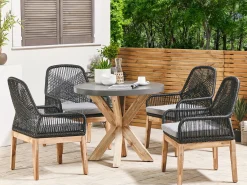 Set da pranzo da giardino 4 posti OLBIA con cuscini Cemento Nero