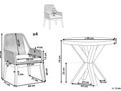 Set da pranzo da giardino 4 posti OLBIA con cuscini Cemento Nero