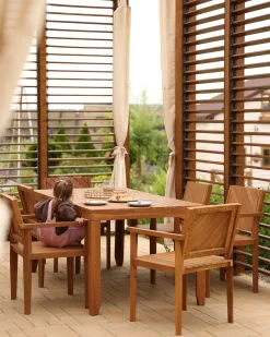 Set da pranzo da giardino 6 posti BARATTI Legno d'acacia Marrone