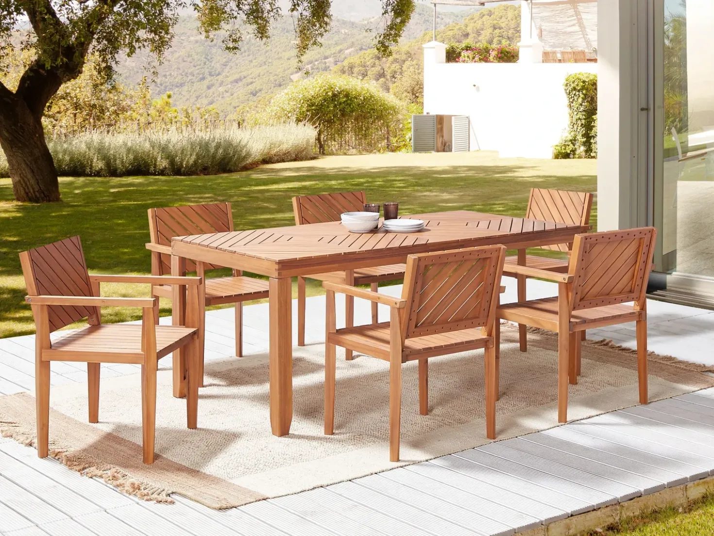 Set da pranzo da giardino 6 posti BARATTI Legno d'acacia Marrone