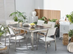 Set da pranzo da giardino 6 posti GROSSETO Vetro temperato Nero/Bianco