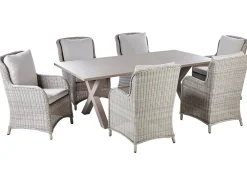 Set da pranzo da giardino 6 posti CASCAIS con cuscini Rattan sintetico (PE) Beige