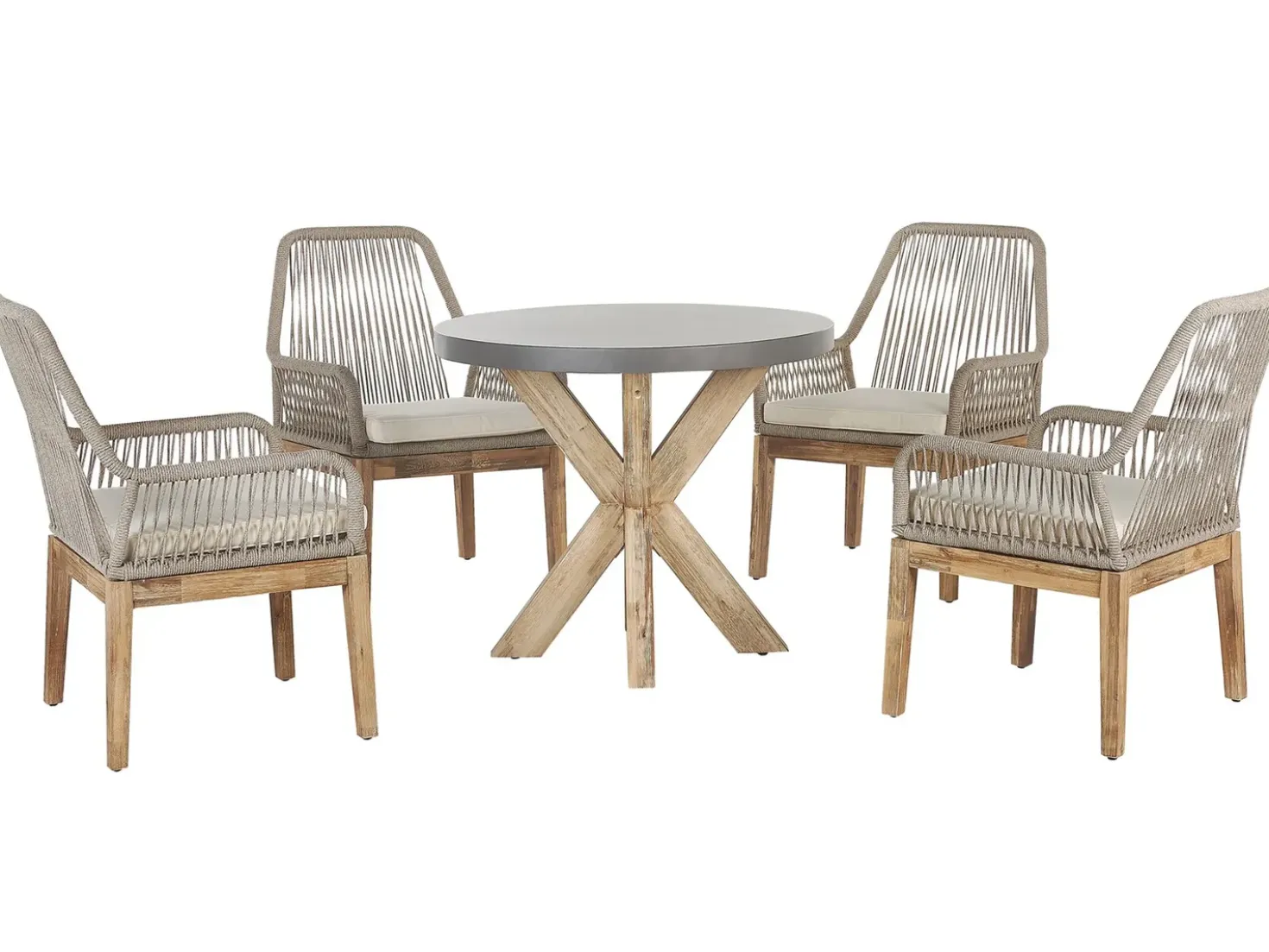 Set da pranzo da giardino 4 posti OLBIA con cuscini Cemento Beige