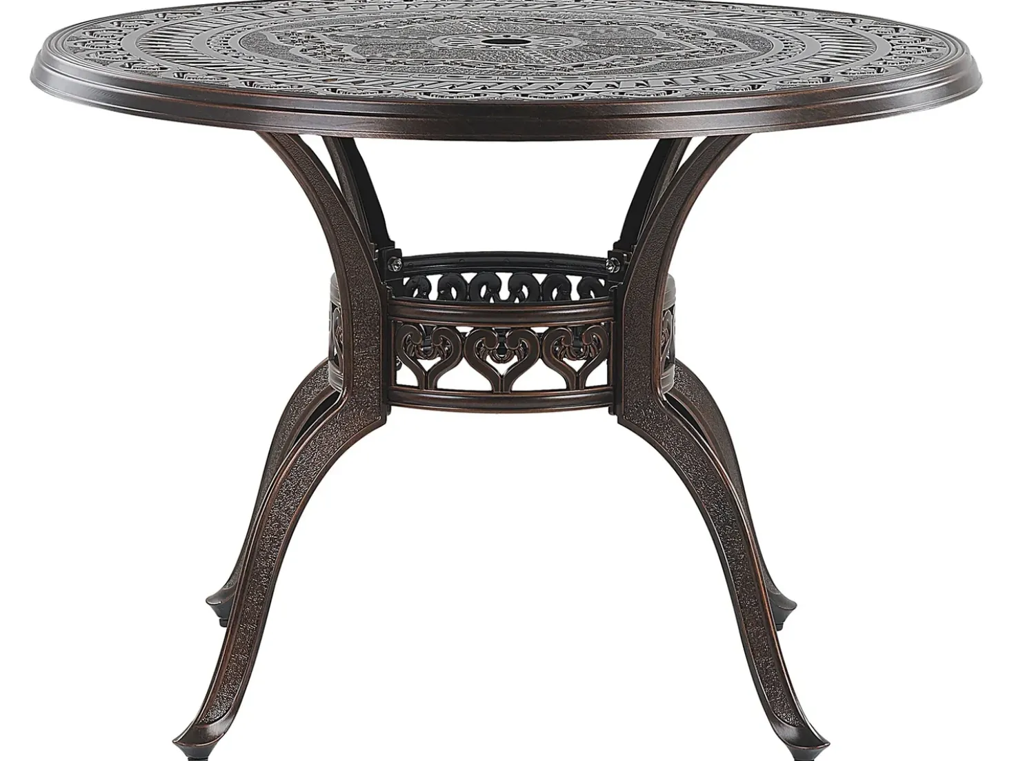 Set da pranzo da giardino 4 posti SALENTO con Ombrellone (16 opzioni) Metallo Marrone scuro