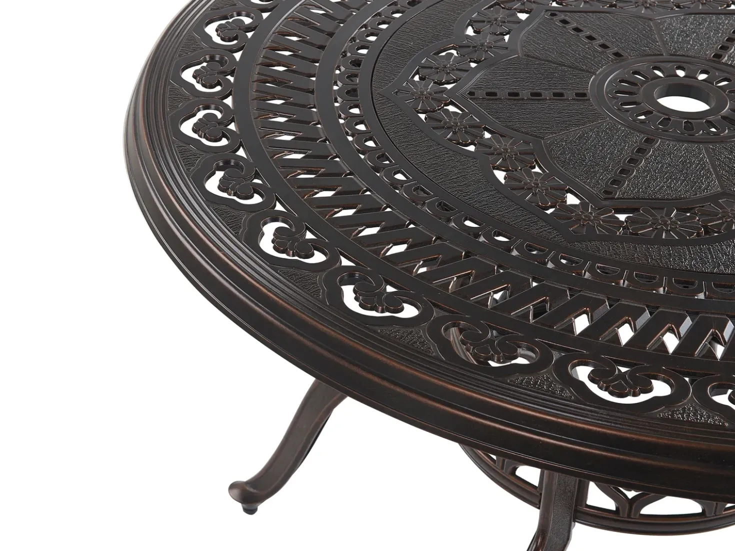 Set da pranzo da giardino 4 posti SALENTO con Ombrellone (16 opzioni) Metallo Marrone scuro