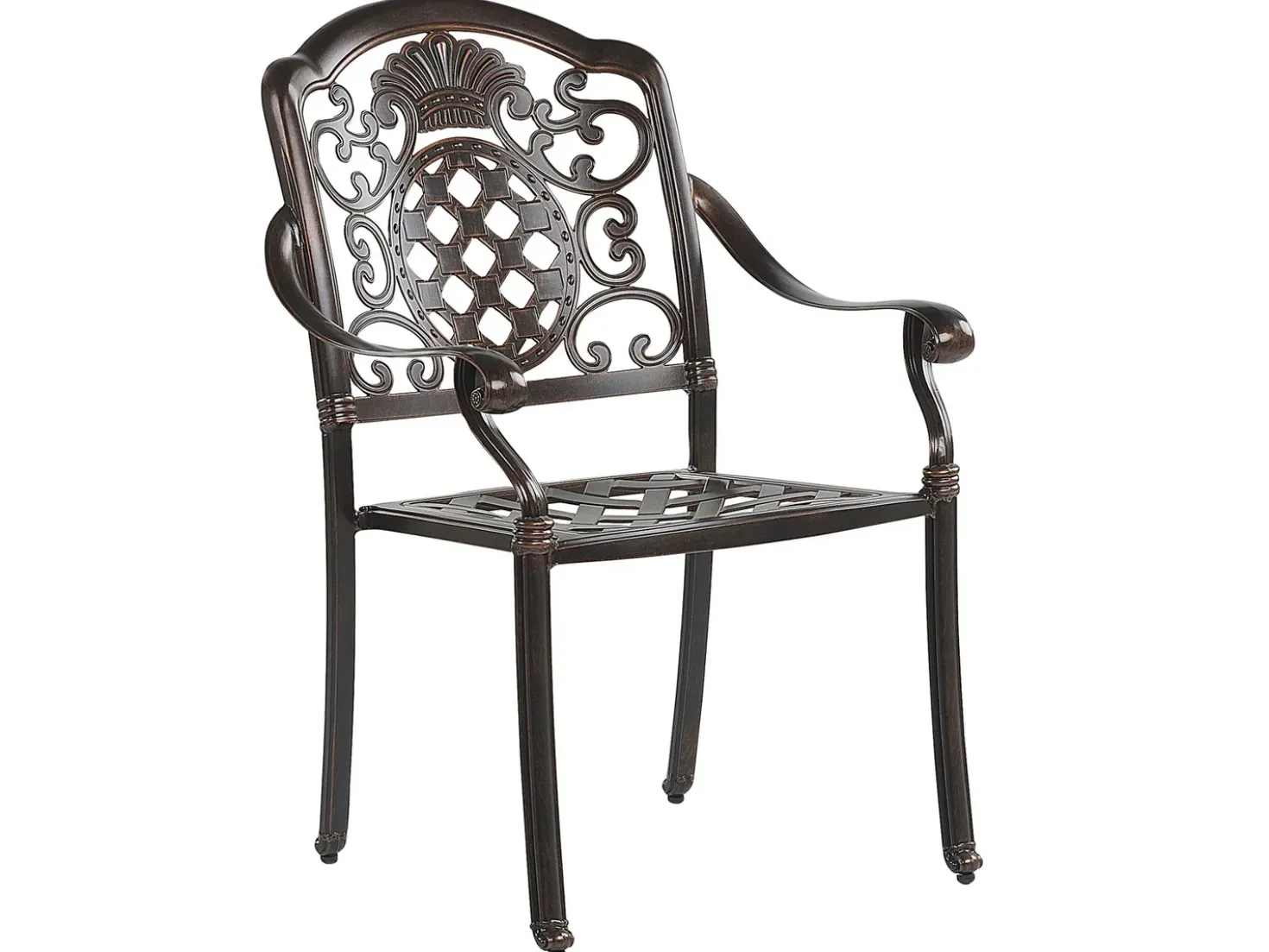 Set da pranzo da giardino 4 posti SALENTO con Ombrellone (16 opzioni) Metallo Marrone scuro