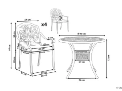 Set da pranzo da giardino 4 posti ANCONA con cuscini Metallo Bianco sporco